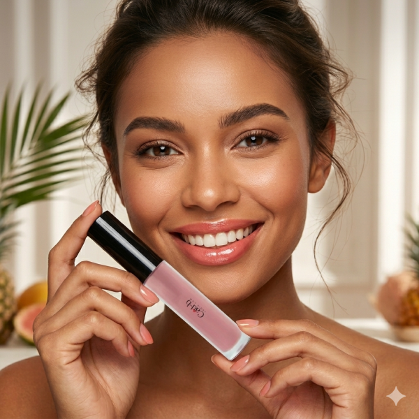 Lip Gloss Tropical - Hydrating Sheer Coral-Pink Lip Gloss with High Shine & Shimmer Finish - Vegan, Paraben-Free | CAD B | LG27