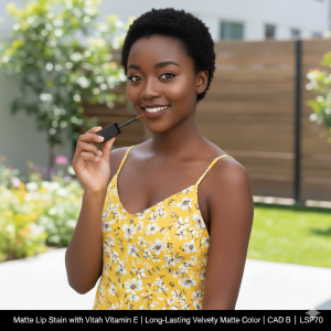 Matte Lip Stain with Vitamin E | Long-Lasting Velvety Matte Color | CAD B | LSP70