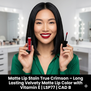 Matte Lip Stain True Crimson - Long Lasting Velvety Matte Lip Color with Vitamin E | LSP77 | CAD B