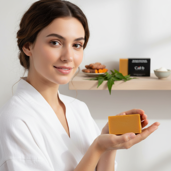 Natural Fresh Turmeric Soap - Brightening Anti-Acne Soap with Turmeric, Neem Oil & Goat Milk - Paraben Free | NS13 | CAD B