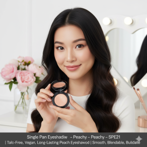 Single Pan Eyeshadow – Peachy – SPE21 | Talc-Free, Vegan, Long-Lasting Peach Eyeshadow | Smooth, Blendable, Buildable