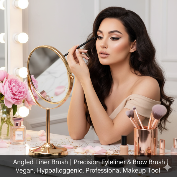 Angled Liner Brush | Precision Eyeliner & Brow Brush | Vegan, Hypoallergenic, Professional Makeup Tool