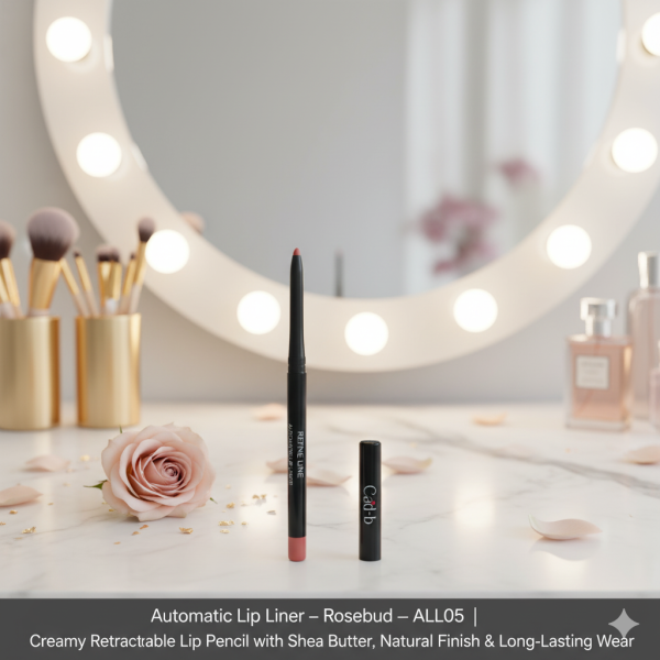Automatic Lip Liner – Rosebud – ALL05 | Creamy Retractable Lip Pencil with Shea Butter, Natural Finish & Long-Lasting Wear