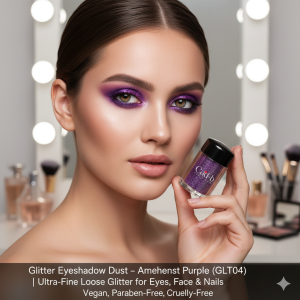 Glitter Eyeshadow Dust – Amethyst Purple (GLT04) | Ultra-Fine Loose Glitter for Eyes, Face & Nails | Vegan, Paraben-Free, Cruelty-Free